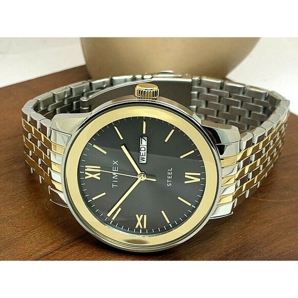 Timex Men's Watch TW2T50500 Quartz Gray Dial Two Tone Stainless Steel 41mm - Picture 7 of 13